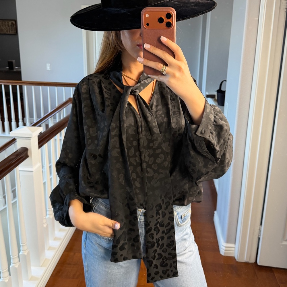 Lane Bryant Black Patterned Blouse